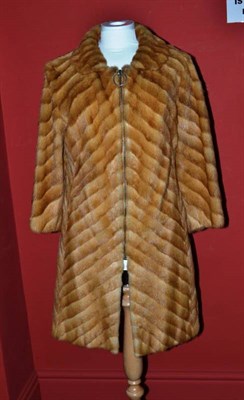 Lot 1082 - Mary Quant A Line Fur Coat, of chevron design with central zip front