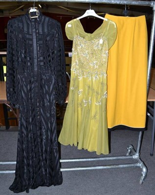 Lot 1096 - Assorted Circa 1960's and Later Evening Wear including a Brenner Sports Green Velvet Dress,...