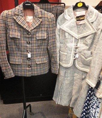 Lot 1116 - Assorted 1930's and Later Costume including a Brown Checked Wool Coat, with attached scarf neck...