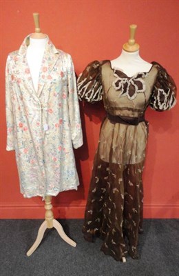 Lot 1117 - Circa 1920's and 1930's Costume including a Pink and Silver Woven Evening Dress, full length...