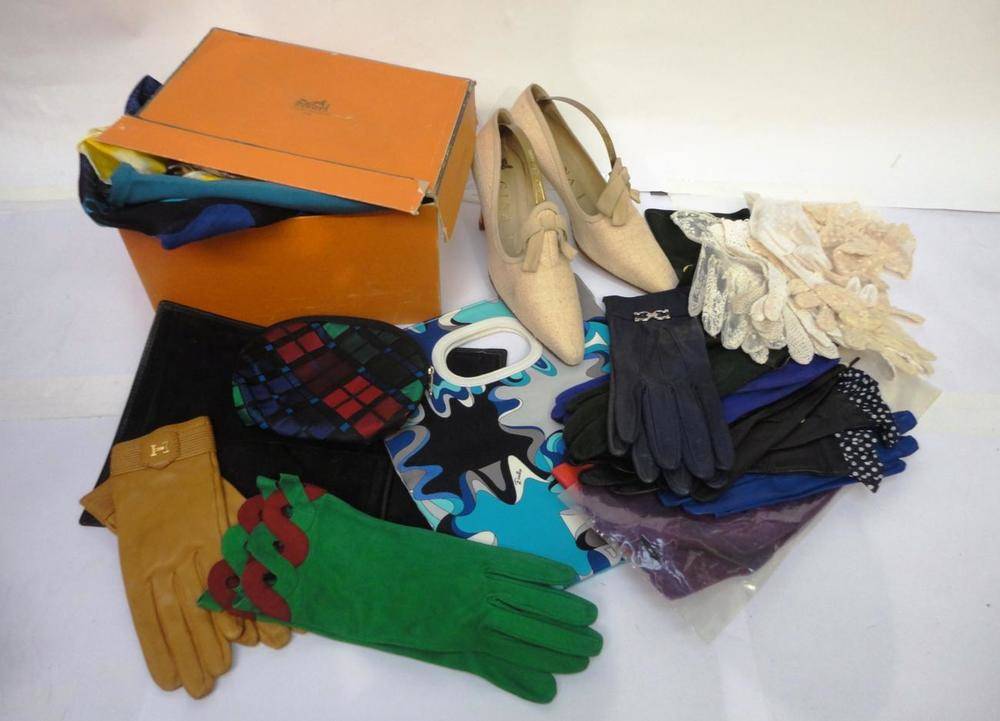 Lot 1122 - Assorted Modern Costume Accessories, including a Hermes cotton sarong; two pairs of Hermes...