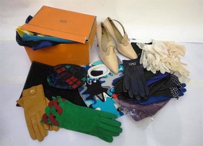 Lot 1122 - Assorted Modern Costume Accessories, including a Hermes cotton sarong; two pairs of Hermes...