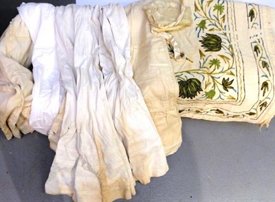 Lot 1129 - Assorted White Linen and Textiles, including a pair of ladies white cotton combined bloomers...