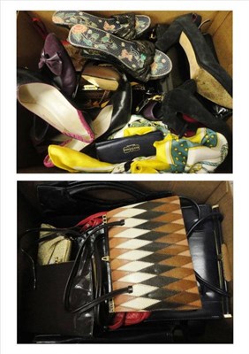 Lot 1130 - Assorted Modern Leather Shoes and Accessories, including a pair of Gina two tone heeled shoes;...