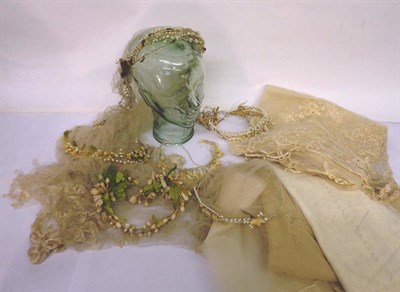 Lot 1148 - Five Assorted Early 20th Century Wedding Veils, some with embroidered detailing; Five Various...