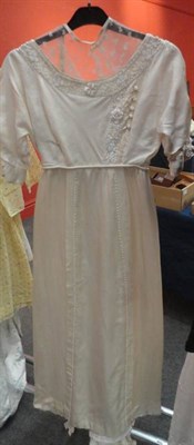 Lot 1153 - Early 20th Century Costume including an Edwardian Cream Silk Wedding Dress with lace collar and...