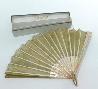 Lot 1174 - Late 19th Century Mother of Pearl Fan, with a gilt gauze mount decorated with gilt metal...