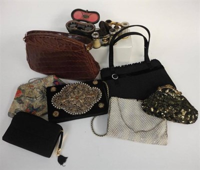 Lot 1176 - Assorted Handbags and Accessories, including a brown crocodile handbag; embroidered evening bag...