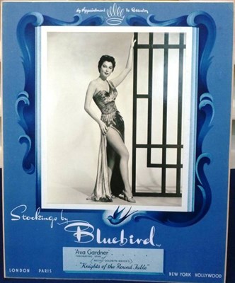 Lot 1178 - Three Bluebird Stockings Adverts, with photographic images of Ava Gardner 'Glamorous Star of...