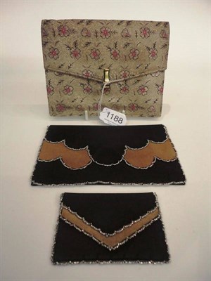 Lot 1188 - Circa 1930's Antelope Leather Evening Purse, with a scalloped shape front flap, steel cut bead...