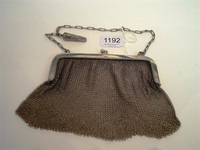 Lot 1192 - Walker and Hall Mesh Purse stamped 925, with chain link handle and attached engraved silver whistle