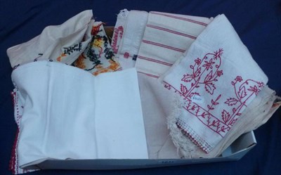 Lot 1211 - Twelve Assorted Embroidered Linen and Cotton Towels from Crete and Turkey etc; and a Pair of...