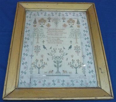 Lot 1236 - Framed Late 18th Sampler Worked by Leah Lemmon Aged 11, Instructed by Eliz Fuller with a...