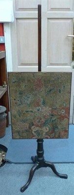 Lot 1239 - 18th Century Wool and Silk Work Petit Point Tapestry Pole Screen, depicting flowers with a...