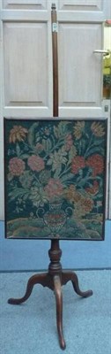 Lot 1240 - 18th Century Wool Work Petit Point Tapestry Pole Screen, depicting a twin handled pedestal vase...