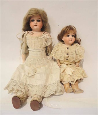Lot 1000 - Armand Marseille 370 Bisque Shoulder Head Doll with sleeping blue eyes, open mouth, on a kid...