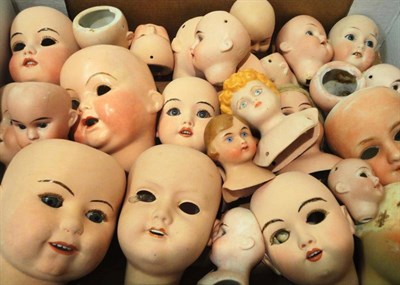 Lot 1015 - Quantity of Assorted Bisque Socket and Shoulder Dolls Heads, of varying sizes (27)