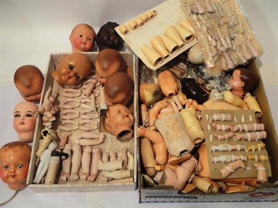 Lot 1017 - A Large Quantity of Assorted Bisque and Composition Doll Parts and Accessories, including...