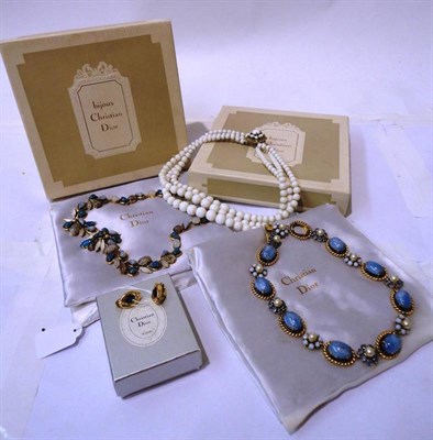 Lot 1047 - A Small Quantity of Costume Jewellery, by Christian Dior, including a triple strand of white beads