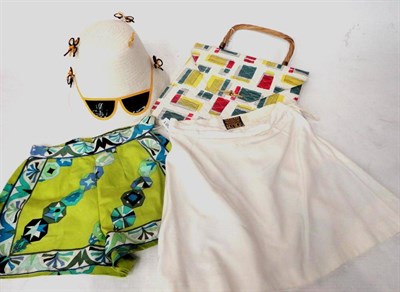 Lot 1081 - Kooky Novelties By Betty Darling Sun Hat, in white, with inset sunglasses and attached bumble bees