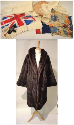 Lot 1094 - Assorted Circa 1930's Silk Lingerie, pyjama cases, embroidered shawls, three 1943 printed maps...