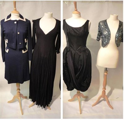 Lot 1105 - Assorted Costume and Accessories including a Jean Muir black full length dress, with long...