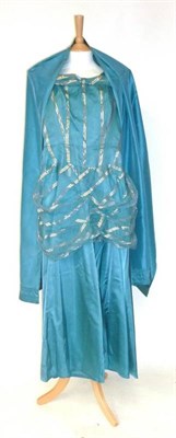 Lot 1119 - Assorted Circa 1960's and Later Evening Wear including a turquoise satin dress with gold...