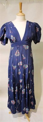 Lot 1123 - Ossie Clark for Radley Dress in blue with a floral print designed by Celia Birtwell, with short...