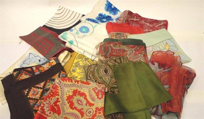 Lot 1185 - Fourteen Assorted Silk and Other Scarves, bearing the labels Liberty, Jean Patou and Daks London