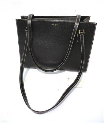 Lot 1200 - Kate Spade Black Leather Handbag, with brass mounts, canvas lining with one internal pocket,...