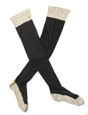 Lot 1229 - Pair of Circa 1870'S Black and Cream Silk Stockings Belonging to Queen Victoria, embroidered...