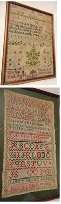 Lot 1240 - Framed Alphabet Sampler by Janet Smart, Kincardine Dated 1840, worked in cross stitch, 30cm by...