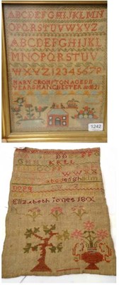 Lot 1242 - Framed Sampler Worked By Mary Crompton, Aged 11, Manchester 1821, in cross stitch with alphabet...