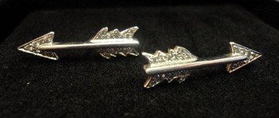 Lot 1082 - A Pair of 18 Carat White Gold Diamond Earrings, by Vivienne Westwood, of arrow form, inset with...