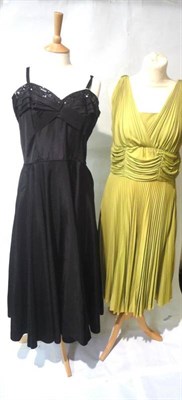 Lot 1095 - Assorted Circa 1950/60's and Later Evening Wear including a full length black velvet dress with...