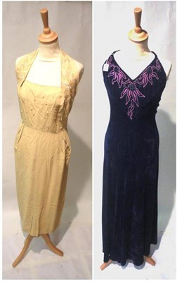 Lot 1113 - Assorted Circa 1930's and 1940's Costume including a cream wedding dress with lace mount; two crepe