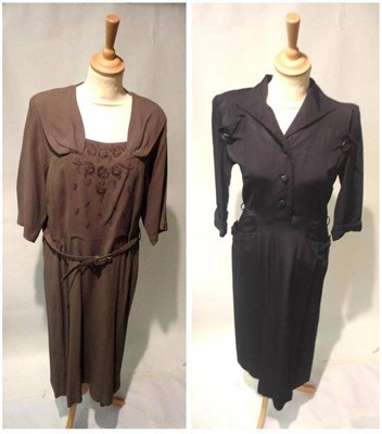 Lot 1118 - Circa 1940's Ladies Day Wear including Macintyre Argyll Scotland tweed two piece suit; brown...