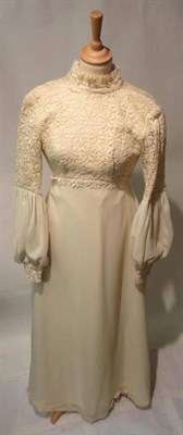 Lot 1119 - Circa 1930's and Later Wedding Dresses including a 1930's Cream Satin Self Patterned Wedding...