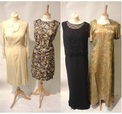 Lot 1124 - Assorted 20th Century Costume including a cream pleated silk day dress with smocking details;...