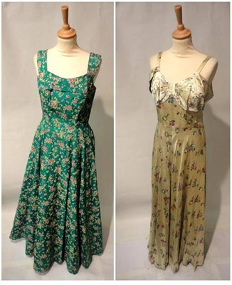 Lot 1128 - Assorted Circa 1940's and Later Costume including a Belville Sassoon green wool two piece suit with