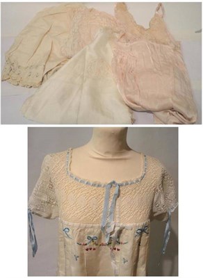 Lot 1138 - Assorted Circa 1920's and Later Lingerie and Night Dresses including a cream silk dress with a...