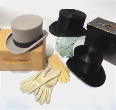 Lot 1158 - Christys' London Black Silk Top Hat, retailed by Esslemont & Macintosh, Aberdeen, in a card hat...