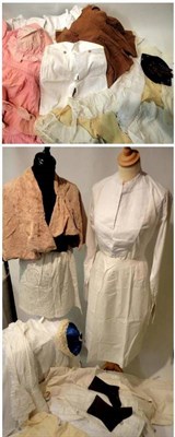 Lot 1174 - Assorted 19th Century and Later Costume including a velvet smokers cap embroidered with...