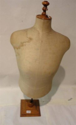 Lot 1189 - Harris & Sheldon Ltd Birmingham, Gentleman's Table Top Mannequin Torso on and oak stand, 95cm high