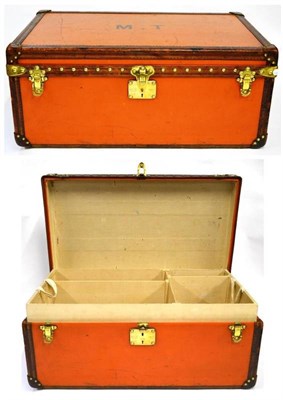 Lot 1180 - Early 20th Century Louis Vuitton Vuittonite Trunk, with brass mounts stamped to the lock '70 Champs