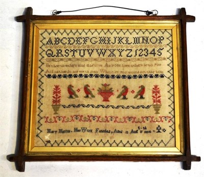 Lot 1264 - Alphabet Sampler Worked by Mary Morris aged 12, August 11th 1854, in cross-stitch with alphabet and