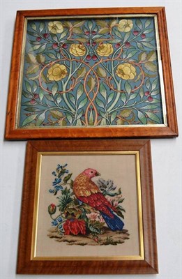Lot 1266 - Late 19th Century Maple Framed Silk Embroidered Arts and Crafts Style Picture, depicting yellow...