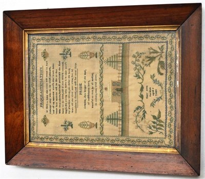 Lot 1270 - Mahogany Framed Early 19th Century Sampler Worked by Mary Anna Farnham aged 9 years, with two...