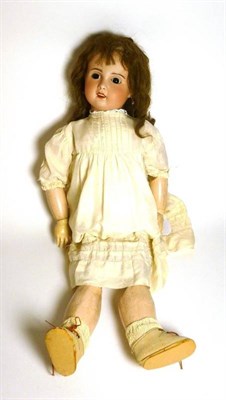 Lot 1002 - German Walter & Sohn Bisque Socket Head Doll impressed '4/0' '200-4/0', with pierced ears, sleeping