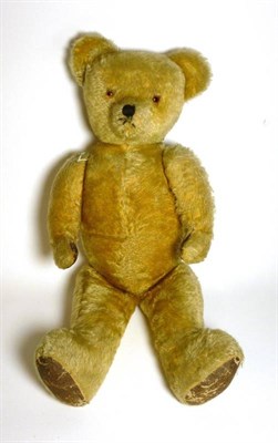 Lot 1006 - Large Yellow Plush Jointed Teddy Bear with stitched nose, cotton paw pads, 70cm